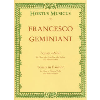 Geminiani Sonate e-Moll Oboe Basso Continuo HM000178