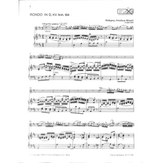 Mozart Rondo in D KV Anh 184 Flöte Klavier UE17296