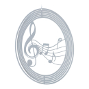 Edelstahl-Windspiel Violinschl&uuml;ssel und Noten