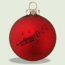 Weihnachtskugeln mit Trompete-Druck rot 3-er Set