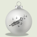 Weihnachtskugeln mit Trompete-Druck Silber matt 3-er Set