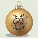 Weihnachtskugeln mit Schlagzeug-Druck altgold matt 3-er Set