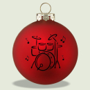 Weihnachtskugeln mit Schlagzeug-Druck rot matt 3-er Set
