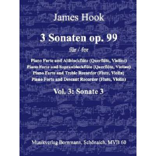 Hook Sonate 3 Es-Dur op. 99/3 Alt Sopran Blockflöte Klavier MVB60