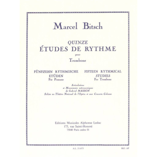 Bitsch 15 Etudes de Rythme Posaune AL21673