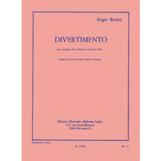 Boutry Divertimento pour Saxophone Alto et Piano AL23463