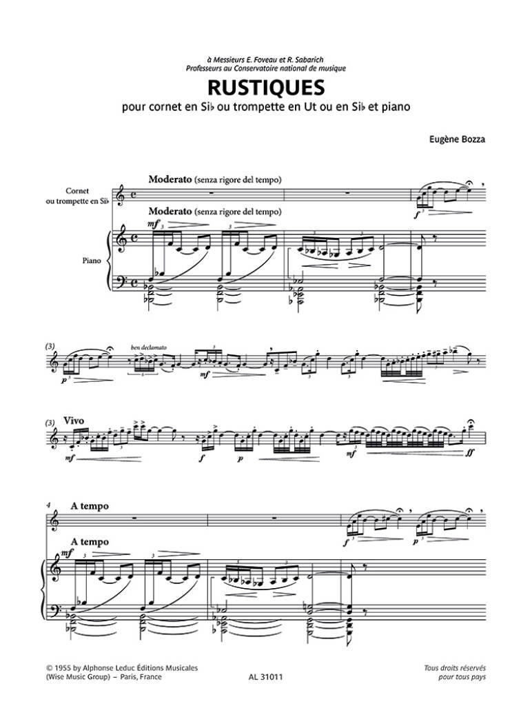 Eugene Bozza Rustiques Trompete Bb/C Klavier - günstig kaufen im Online ...
