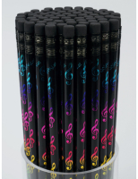 Bleistift Violinschlüssel schwarz/bunt mit Radiergummi 