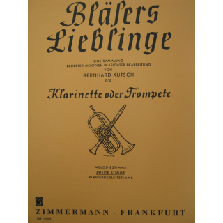 Kutsch Bläsers Lieblinge Trompete od Klarinette 2 Stimme ZM12253