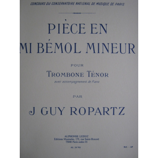 Ropartz Piece en Mi Bemol Mineur Posaune Klavier AL24701